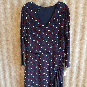 NWT Navy heart print dress Talbots
